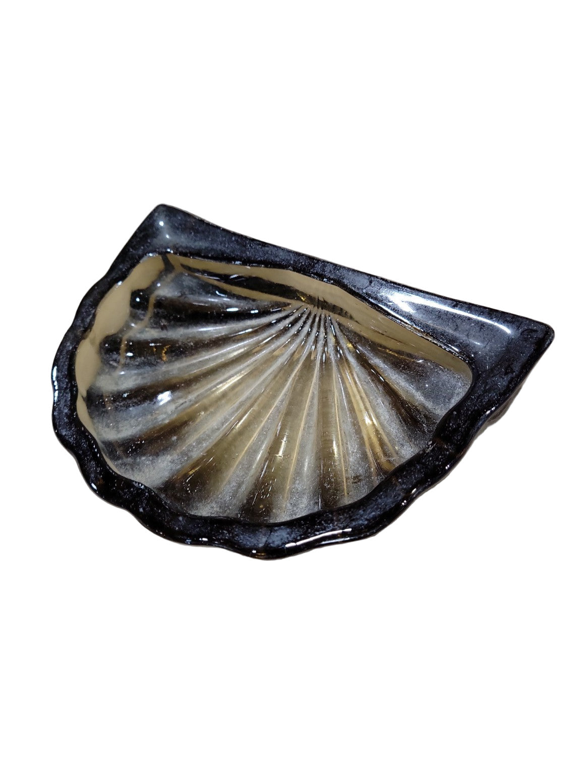 Vintage Wall-Mounted Amber Glass Soap Dish with Ornate Brass Bracket