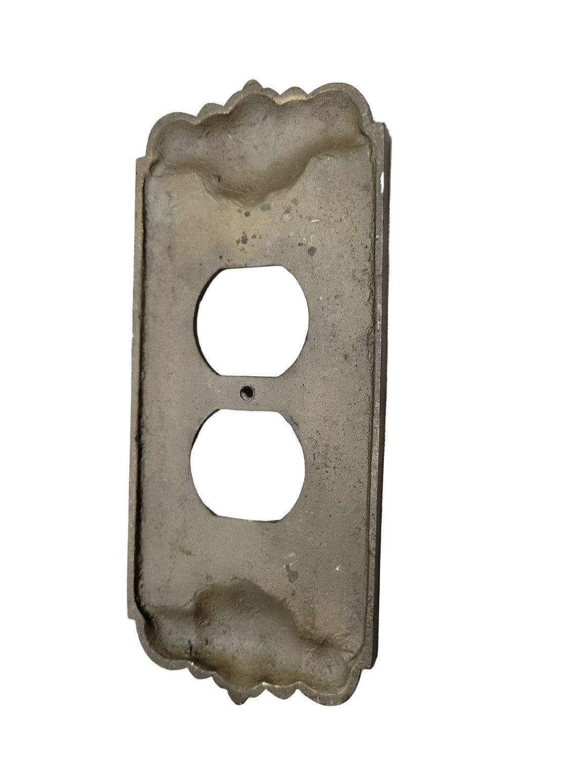 Vintage Cast Metal Outlet Cover Plate – Ornate Victorian Scroll Design