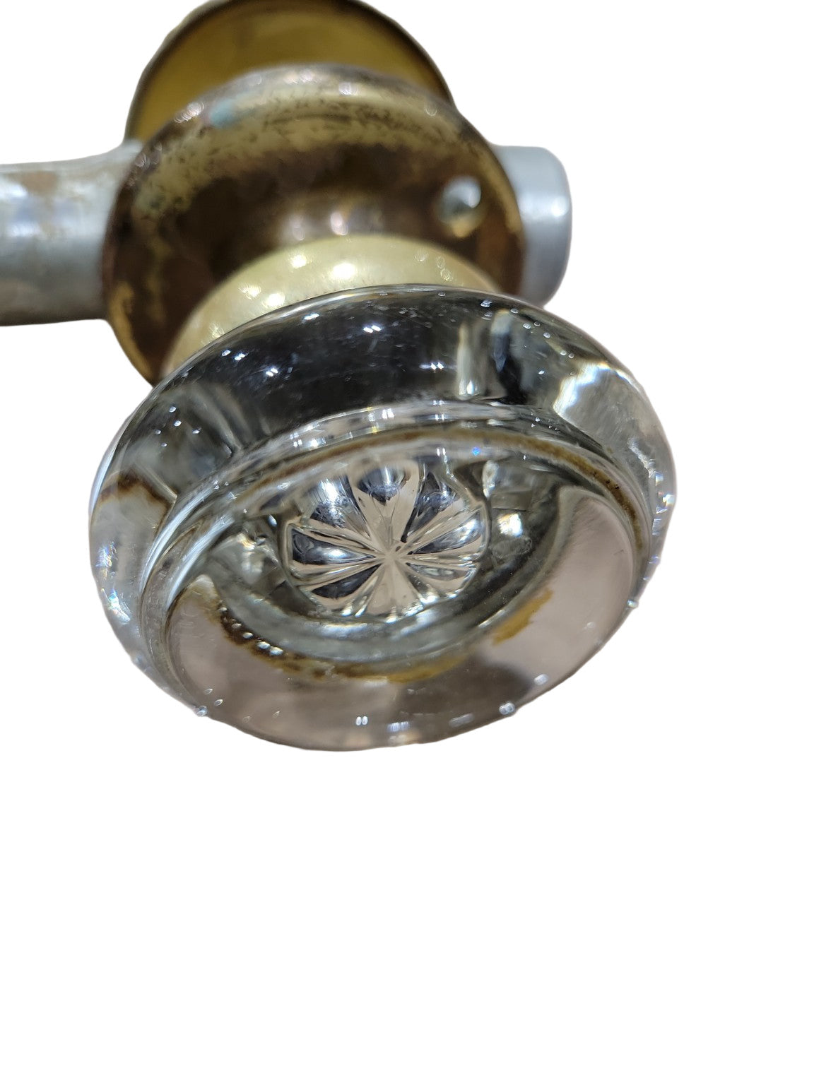 Vintage Clear Glass Doorknob Set with Brass Hardware – Starburst Center