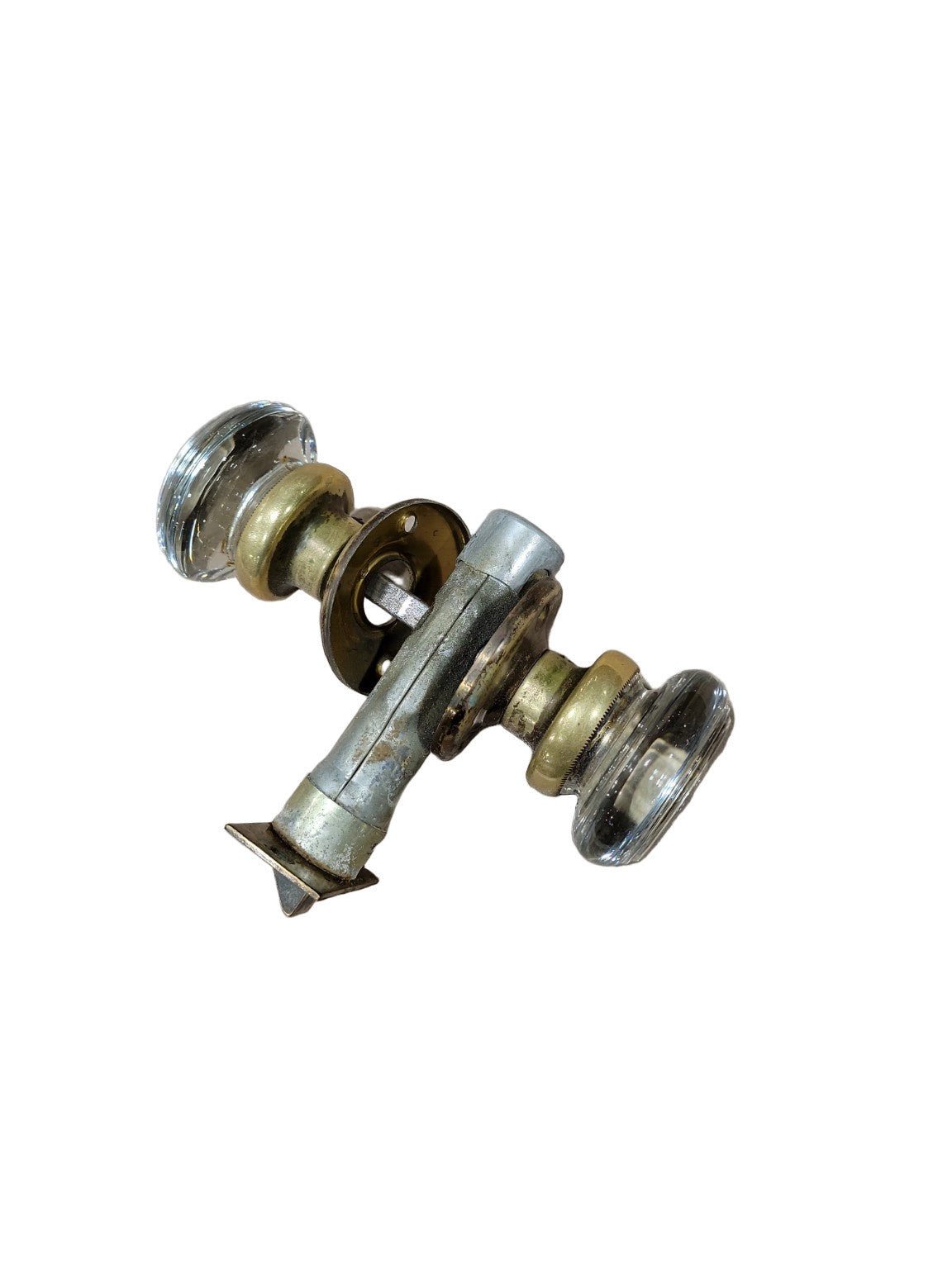 Vintage Clear Glass Doorknob Set with Brass Hardware – Starburst Center