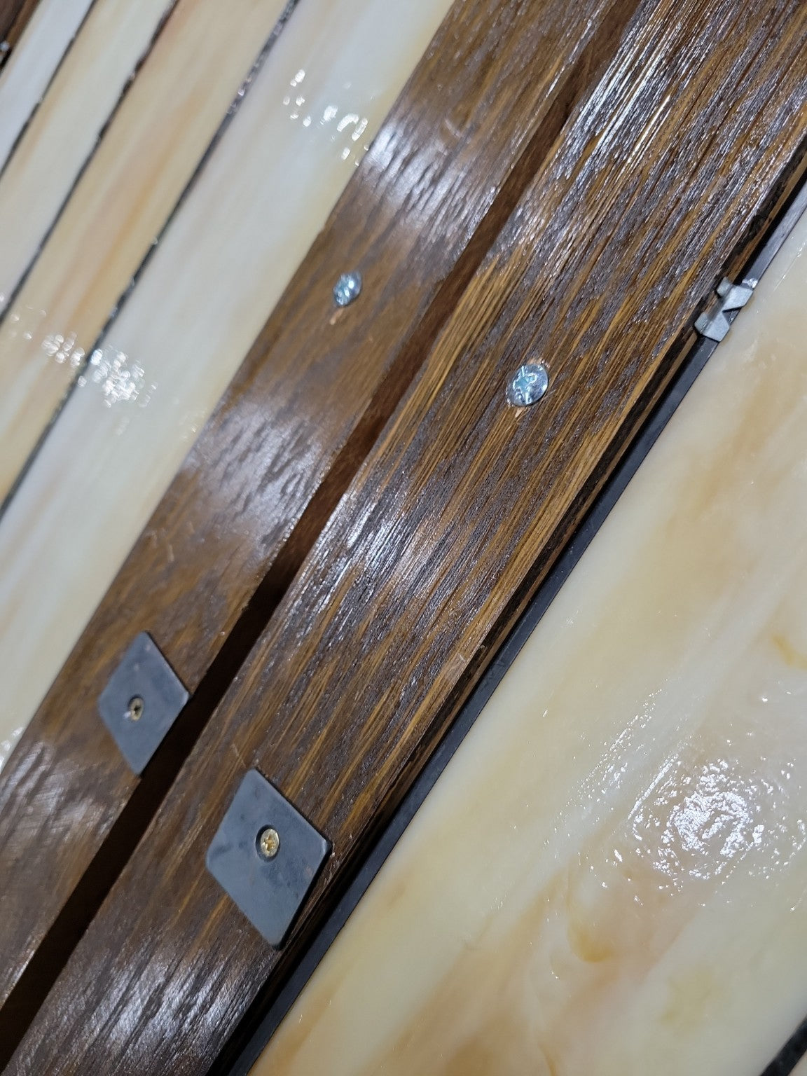 Stained Glass Cabinet Doors – Gothic Revival Style, Oak Frame