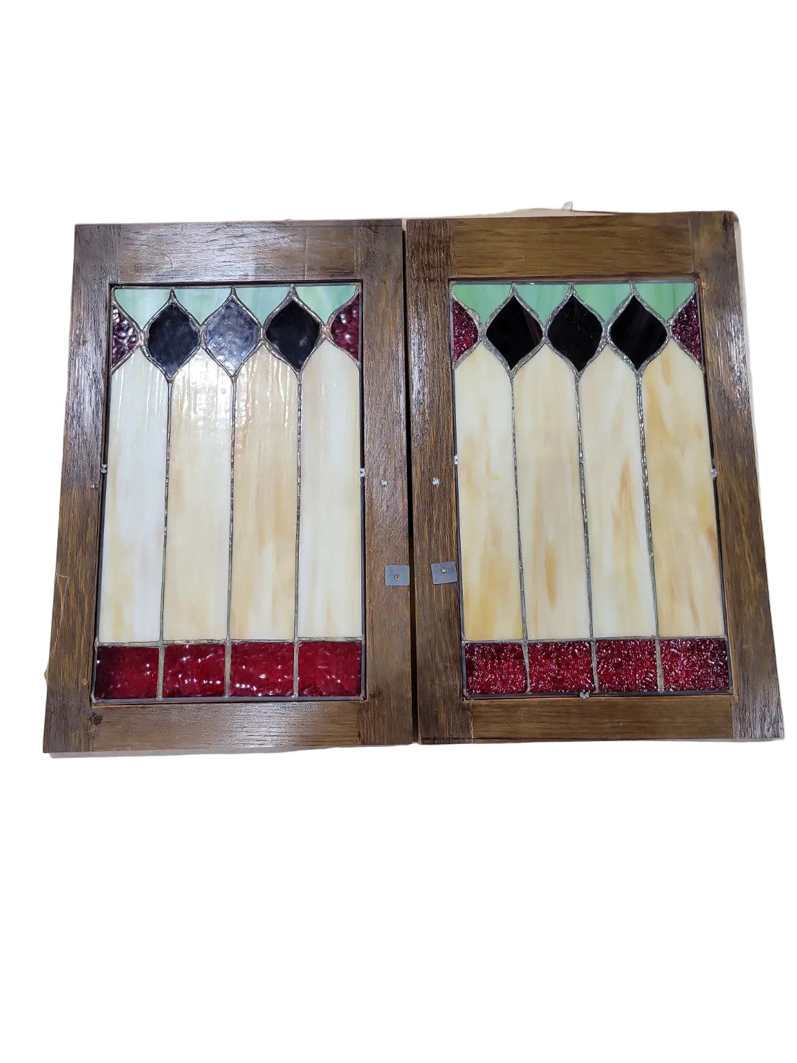 Stained Glass Cabinet Doors – Gothic Revival Style, Oak Frame
