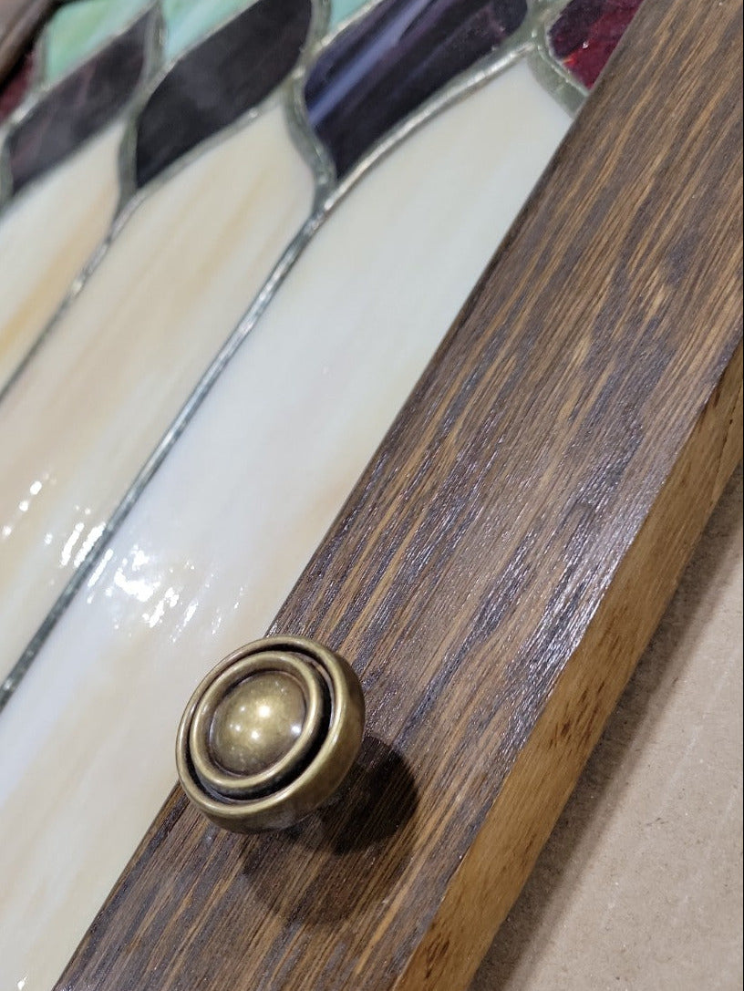 Stained Glass Cabinet Doors – Gothic Revival Style, Oak Frame