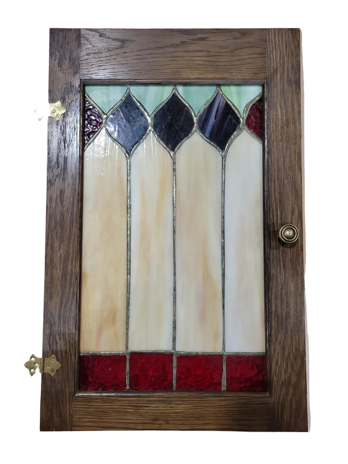 Stained Glass Cabinet Doors – Gothic Revival Style, Oak Frame