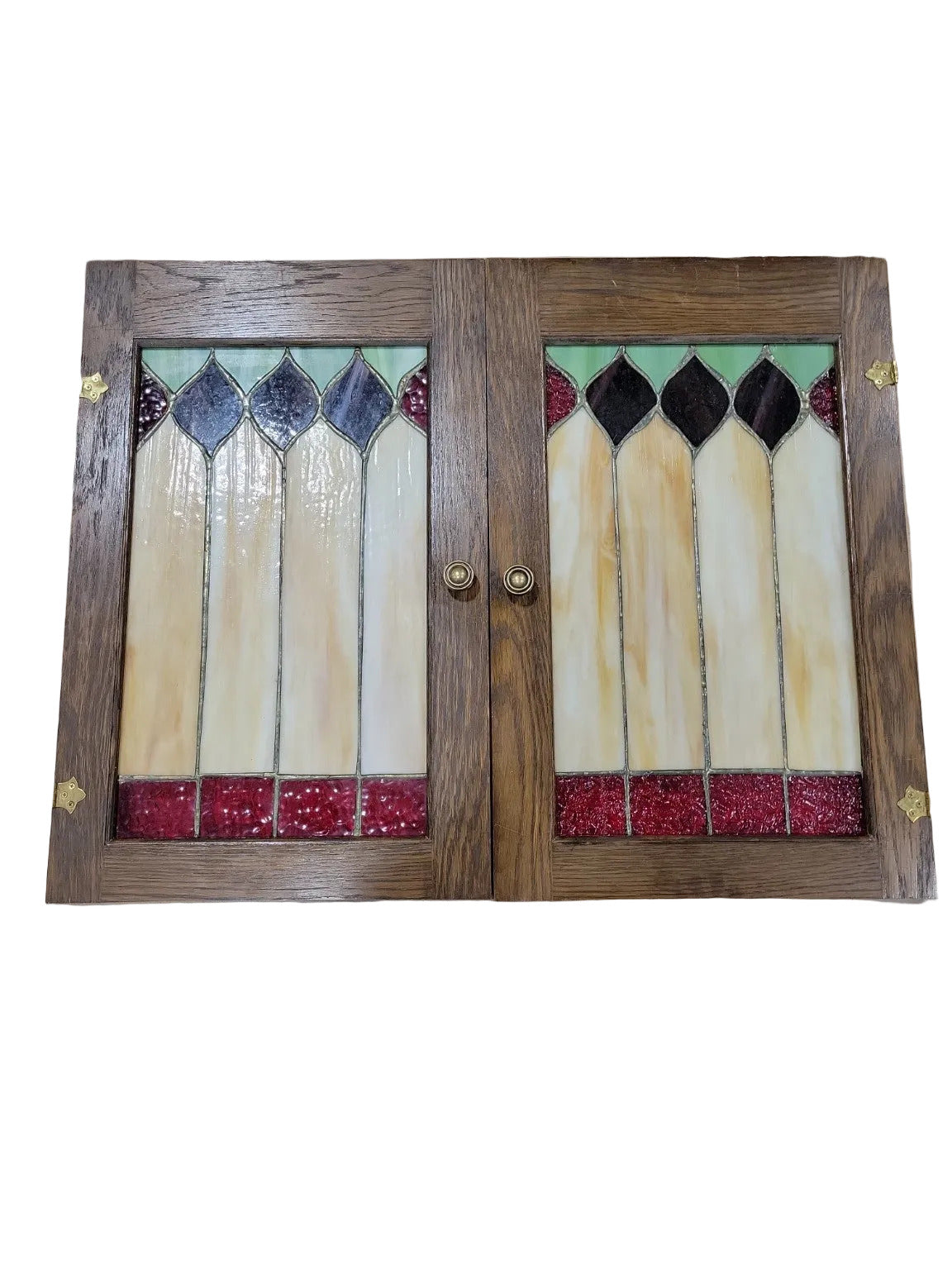 Stained Glass Cabinet Doors – Gothic Revival Style, Oak Frame