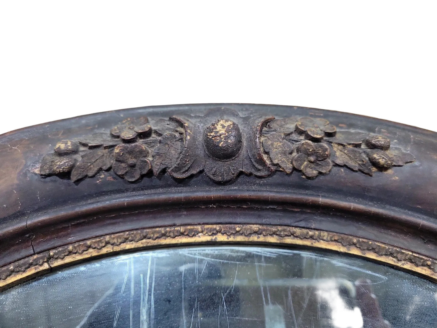 Antique Arched Wall Mirror – Carved Gesso Frame with Provenance Note