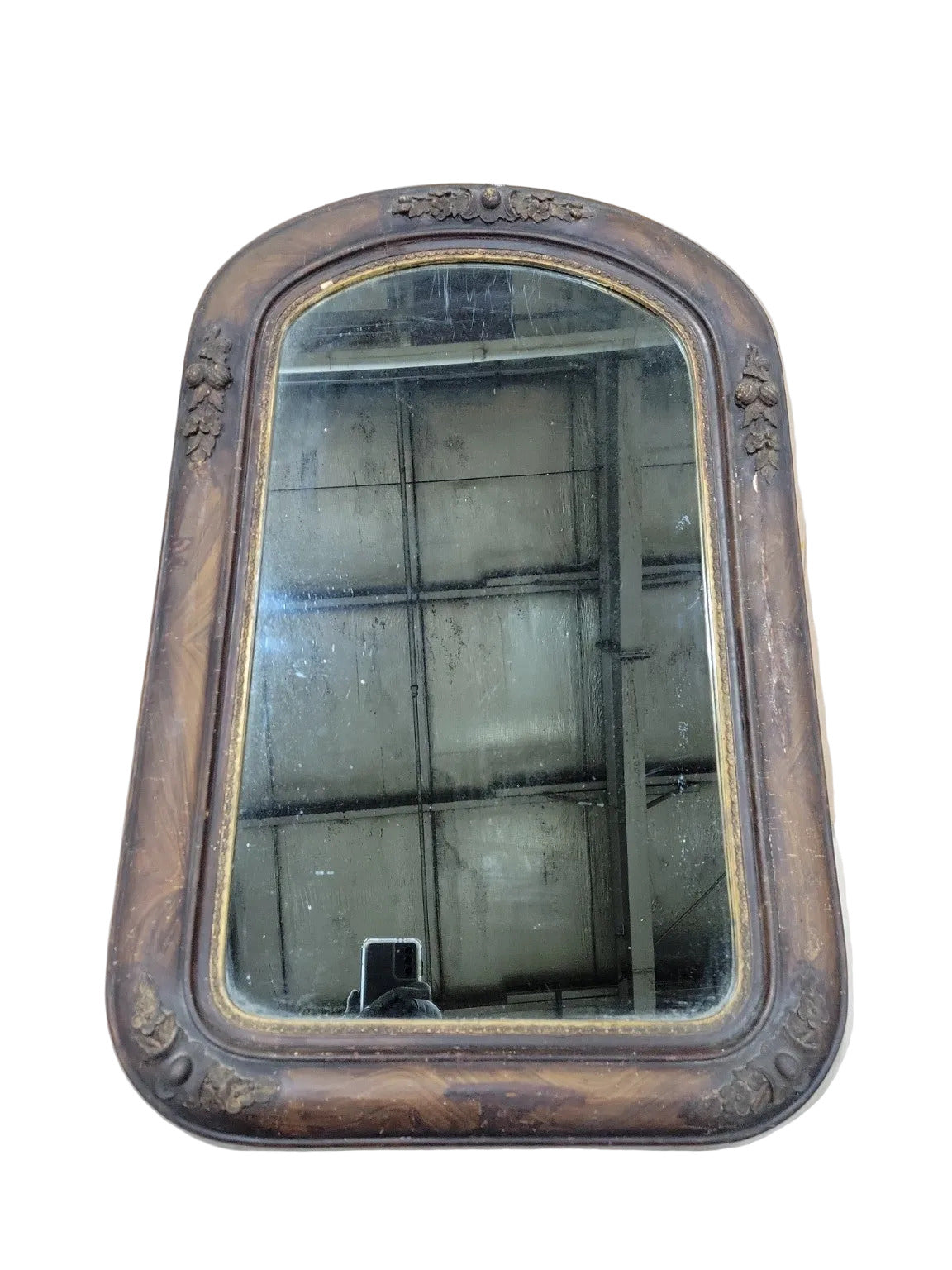 Antique Arched Wall Mirror – Carved Gesso Frame with Provenance Note
