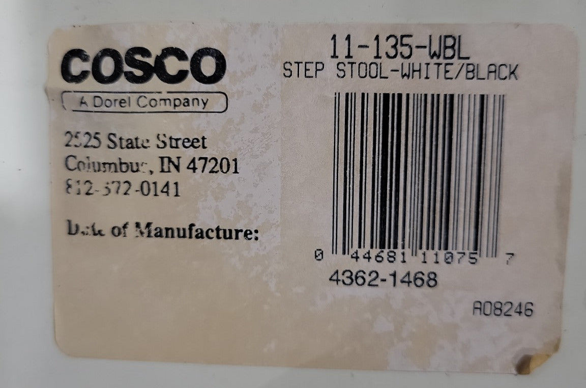 Cosco Folding Step Stool – White & Black 2-Step Model 11-135-WBL