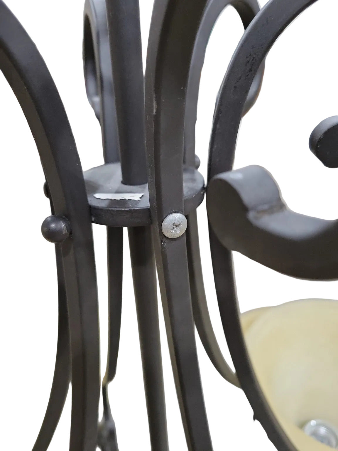 Wrought Iron 9-Light Scroll Arm Chandelier with Frosted Glass Tulip Shades – For Parts or Repair