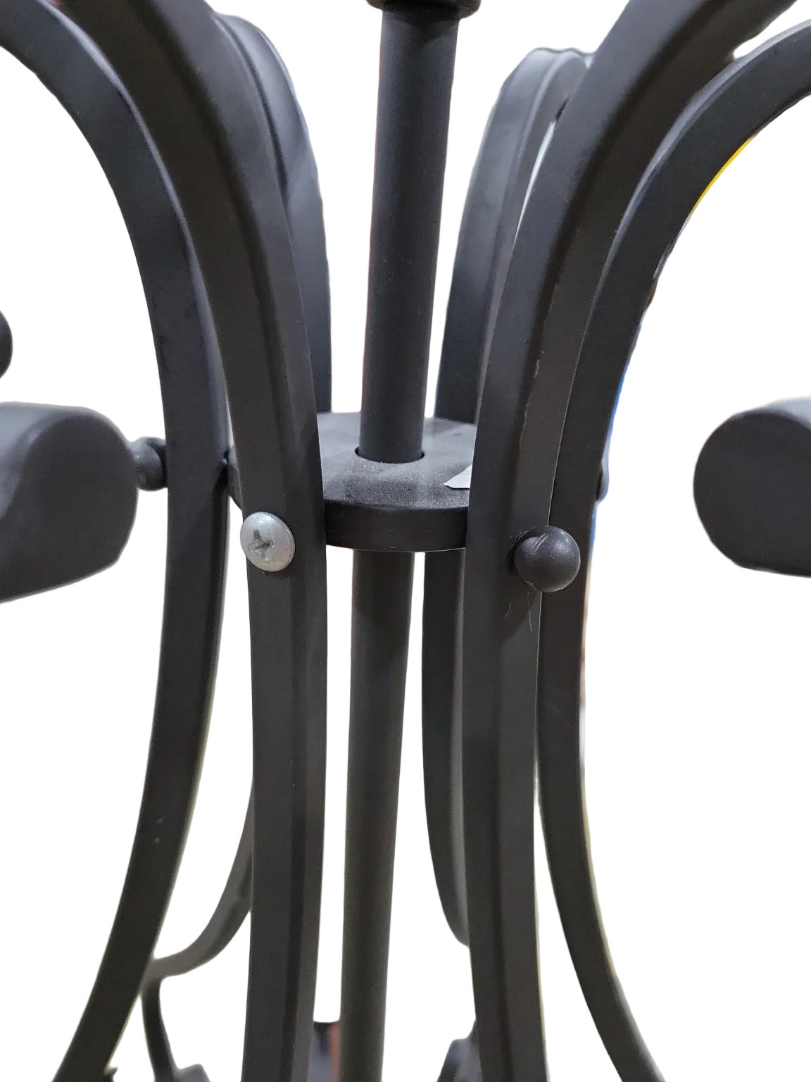 Wrought Iron 9-Light Scroll Arm Chandelier with Frosted Glass Tulip Shades – For Parts or Repair