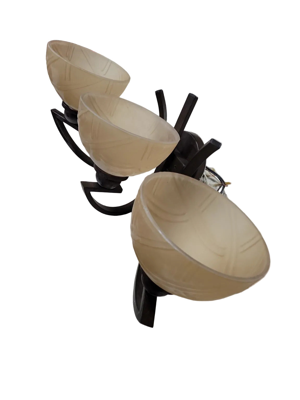 Three-Light Wall Mount Fixture with Frosted Glass Shades