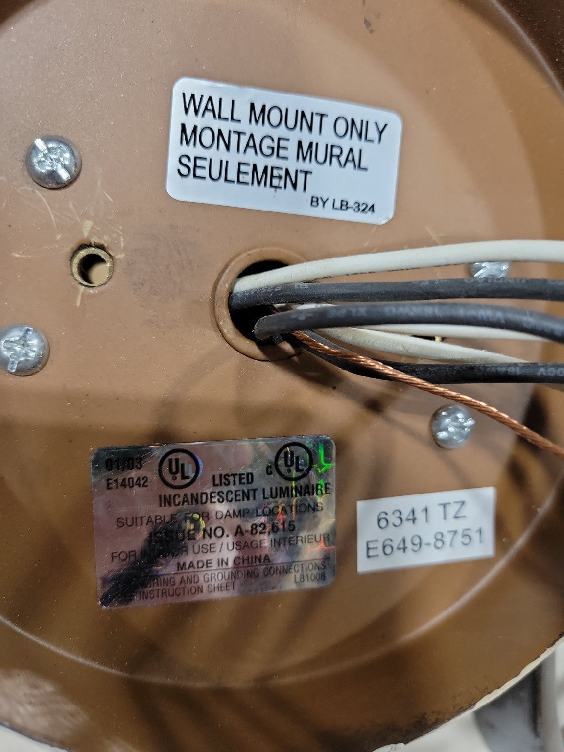 Three-Light Wall Mount Fixture with Frosted Glass Shades – One Retaining Ring Missing