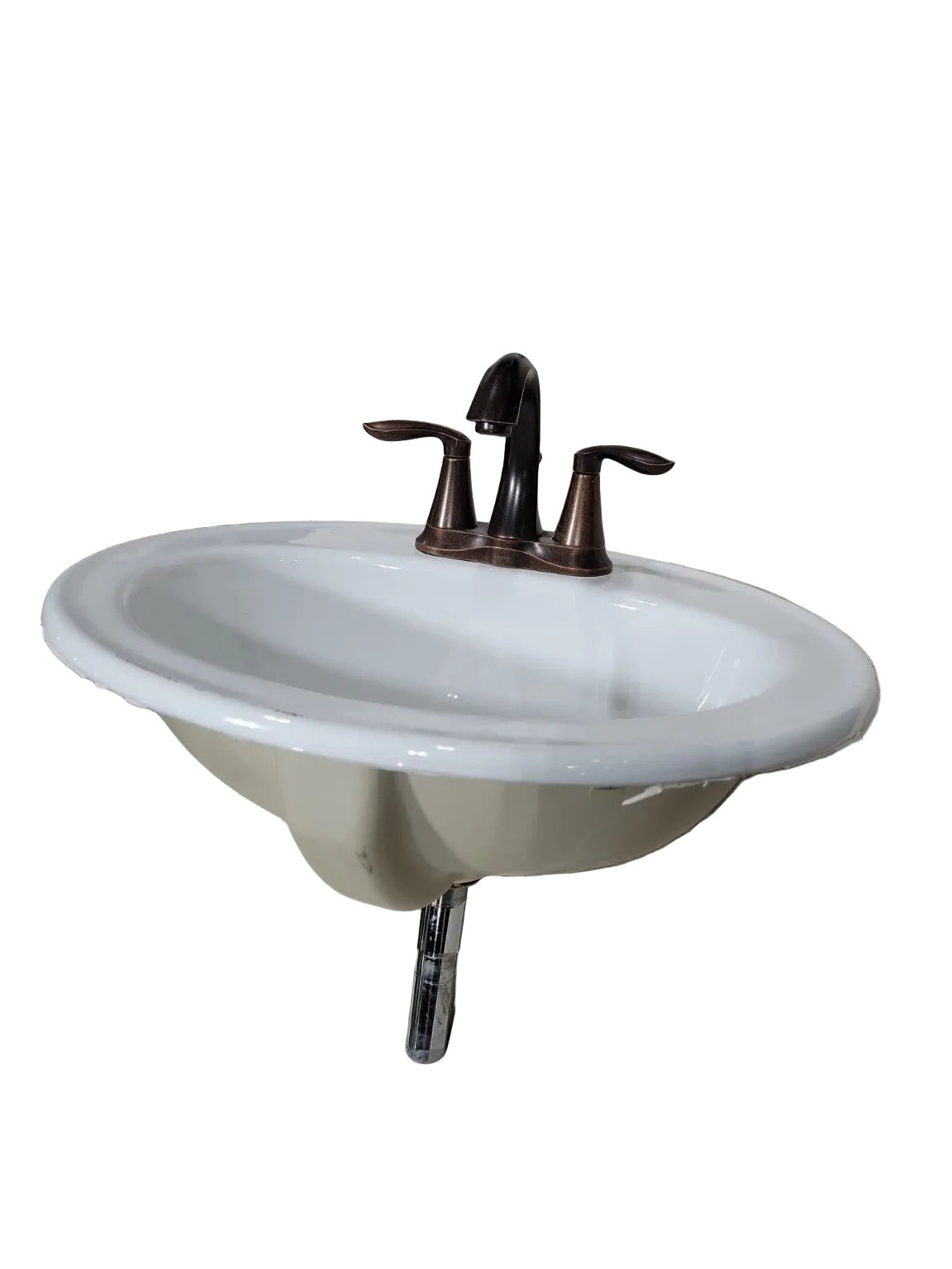 Kohler Oval Drop-In Bathroom Sink with Oil-Rubbed Bronze Faucet
