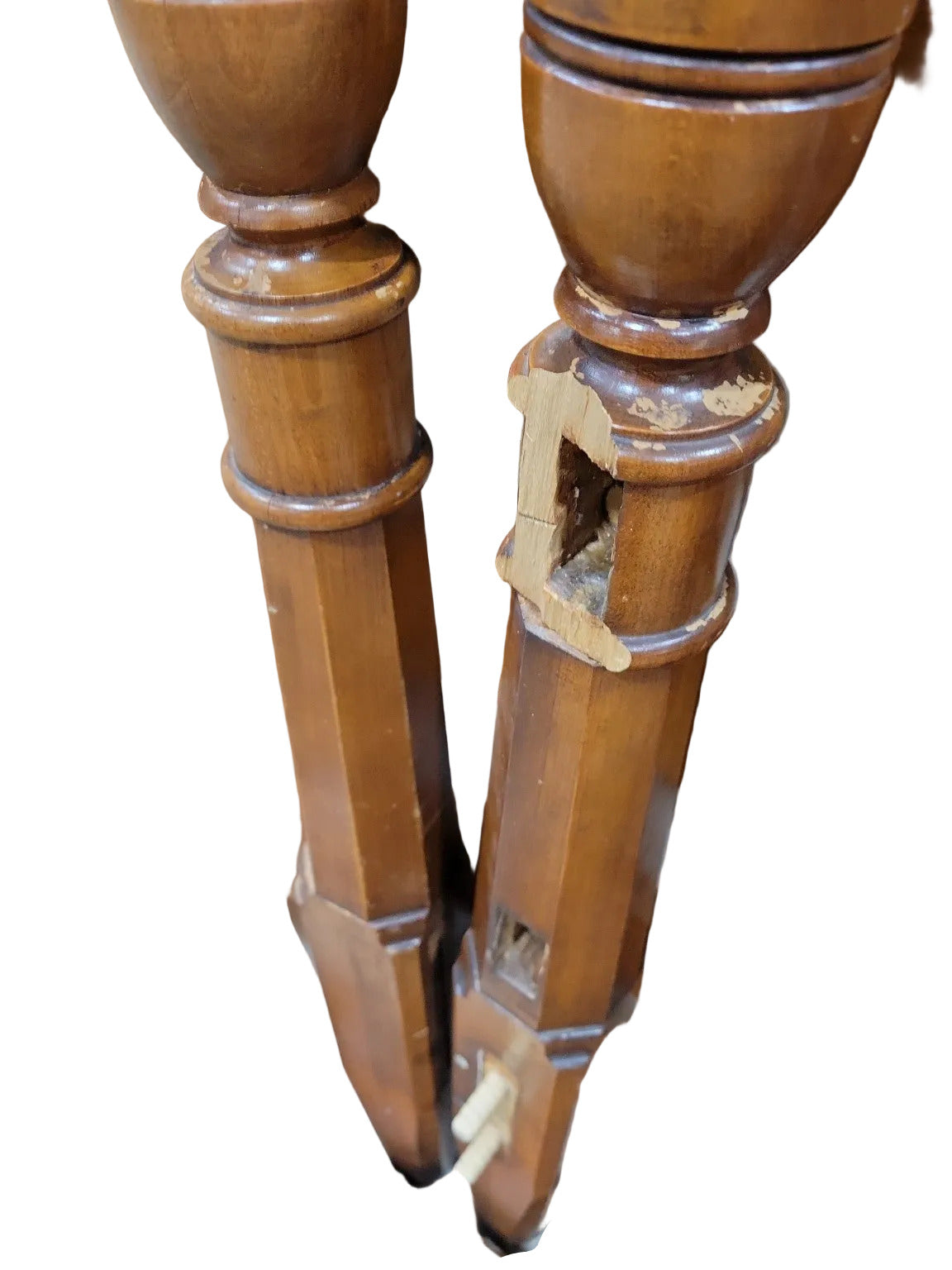 Vintage Twin Bed Frame – Turned Posts with Casters (Needs Repair)