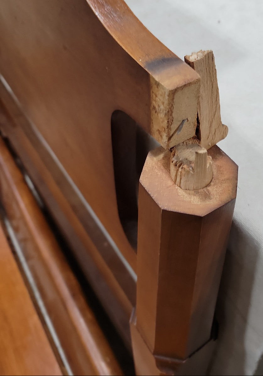 Vintage Twin Bed Frame – Turned Posts with Casters (Needs Repair)