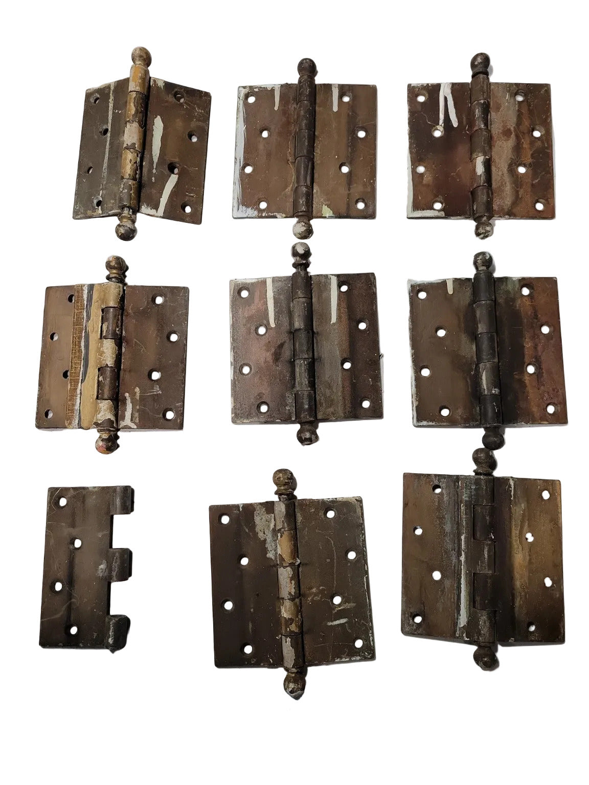 Set of 4 ½" x 4 ½" Ball Tip Door Hinges – 8 Hinges + ½ Hinge