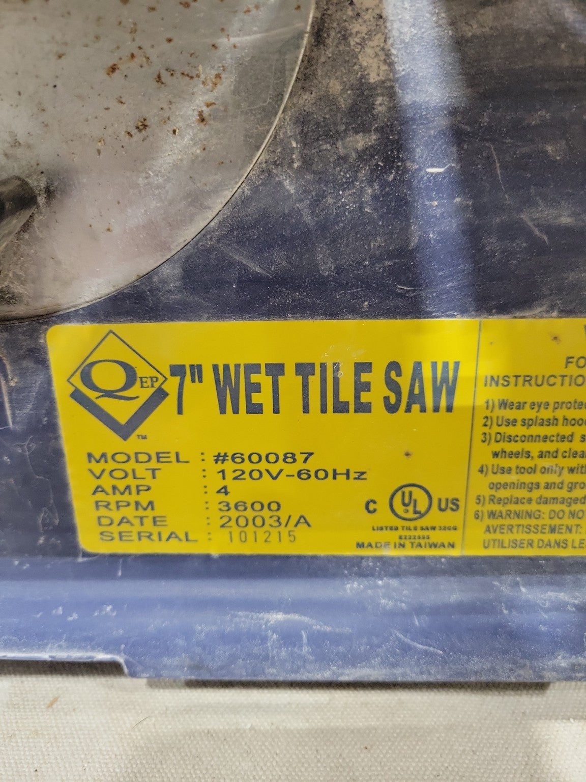 QEP 7" Wet Tile Saw – Model #60087 (2003)