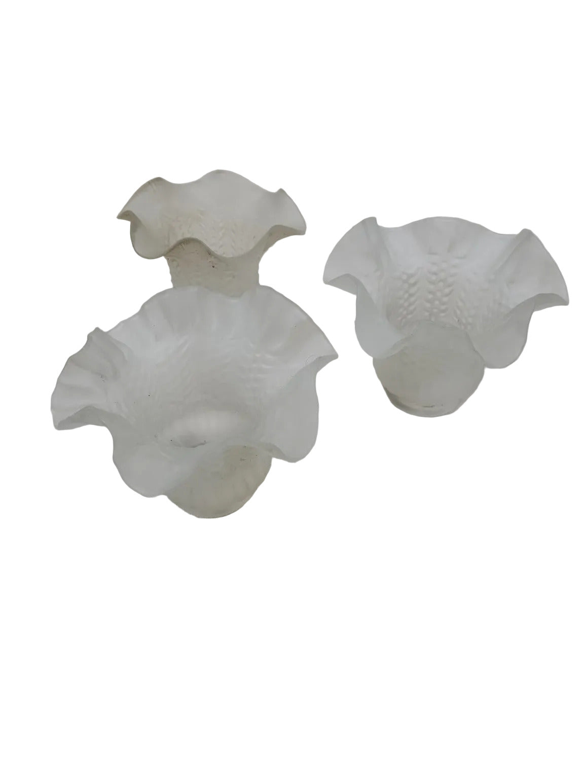 Set of 3 Frosted Ruffled Glass Lamp Shades – 6"