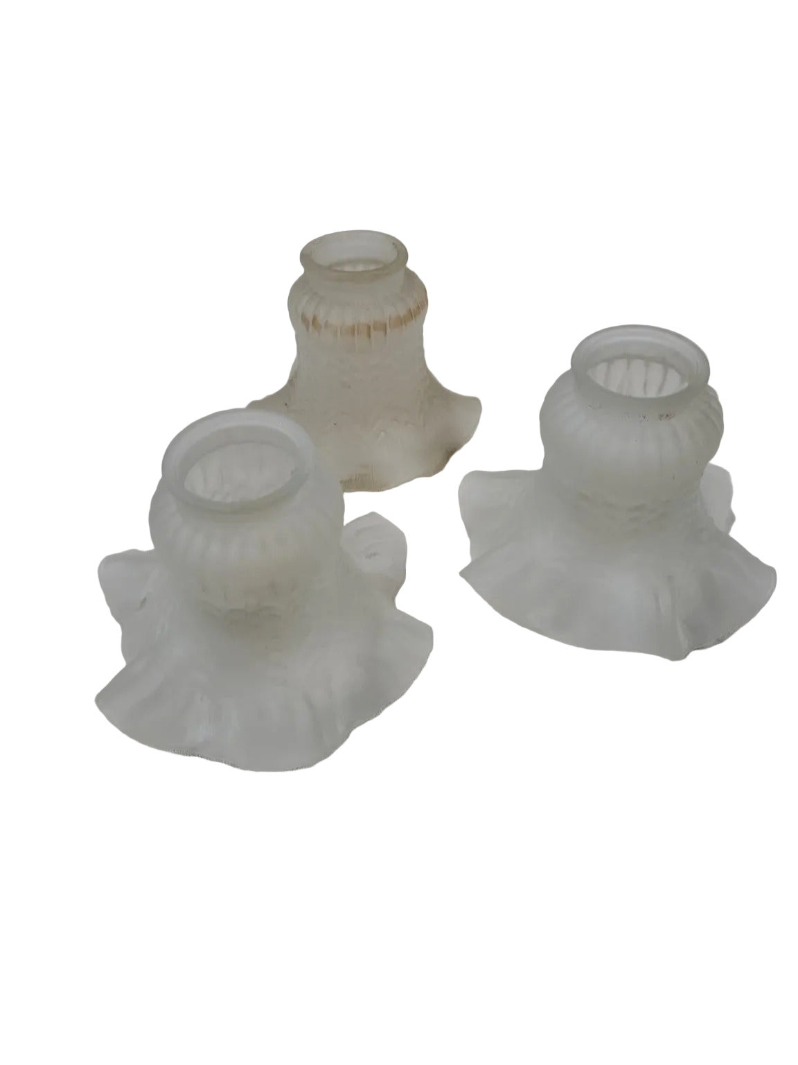 Set of 3 Frosted Ruffled Glass Lamp Shades – 6"