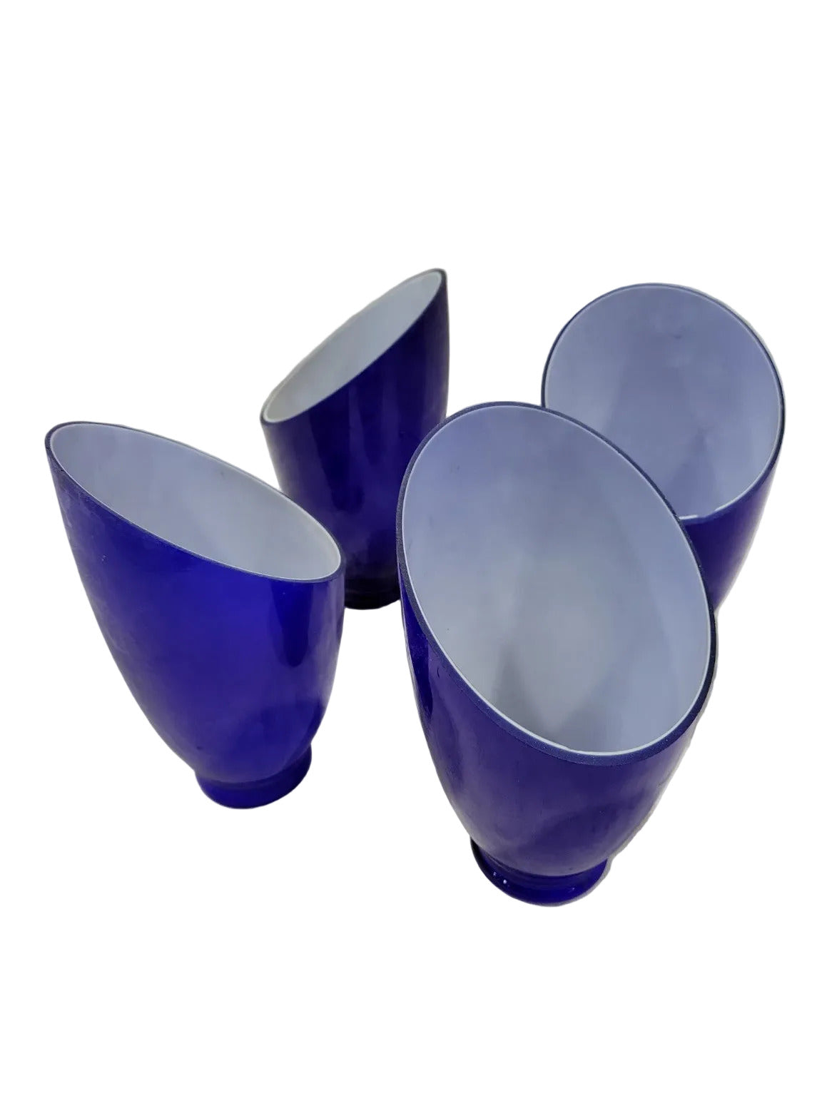Set of 4 Cobalt Blue Glass Light Shades – 4" x 6 ¾"
