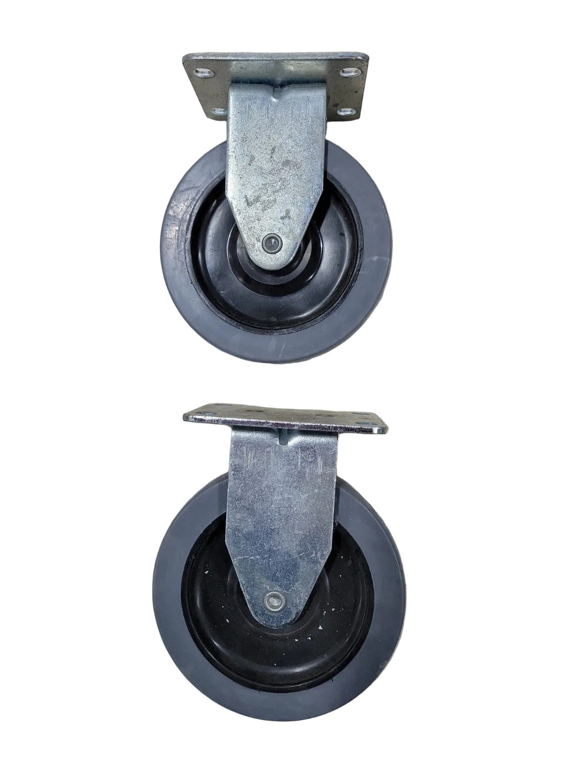 Set of 4 Heavy-Duty 5" Swivel Plate Casters – 1 with Brake