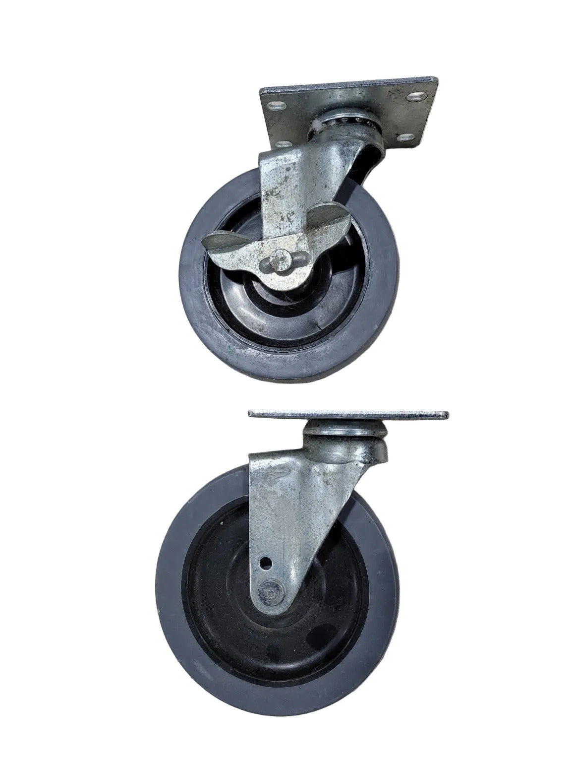 Set of 4 Heavy-Duty 5" Swivel Plate Casters – 1 with Brake