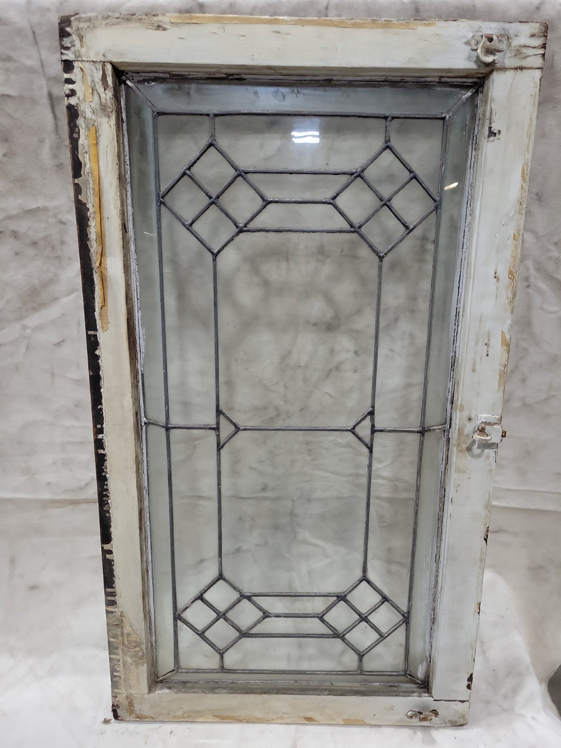 Antique Leaded Glass Window – Beveled Diamond and Rectangle Pattern