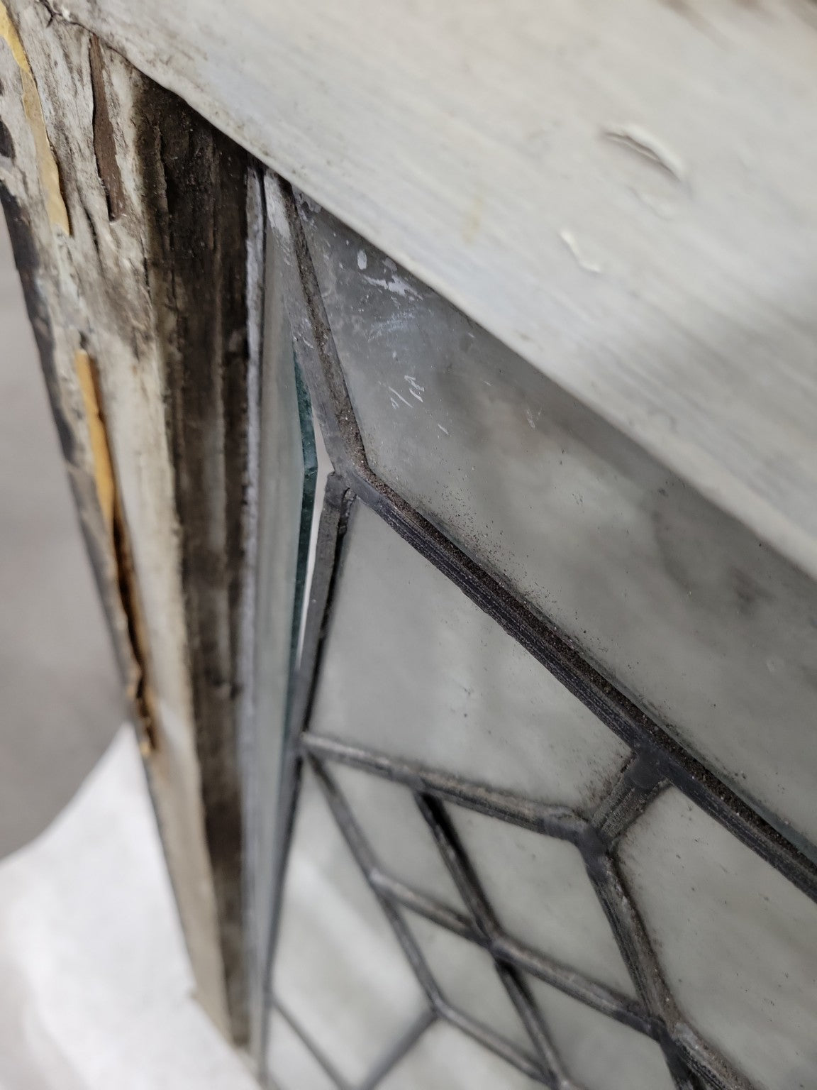 Antique Leaded Glass Window – Beveled Diamond and Rectangle Pattern