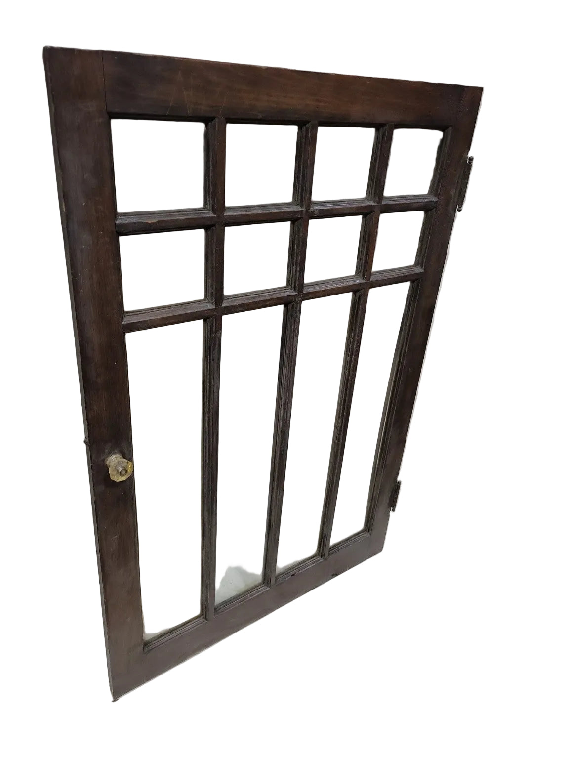 Antique 12-Lite Mullion Glass Cabinet Door – Dark Oak Frame
