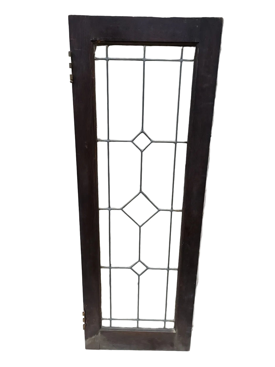 Antique Leaded Glass Cabinet Door Panel – Geometric Diamond Pattern
