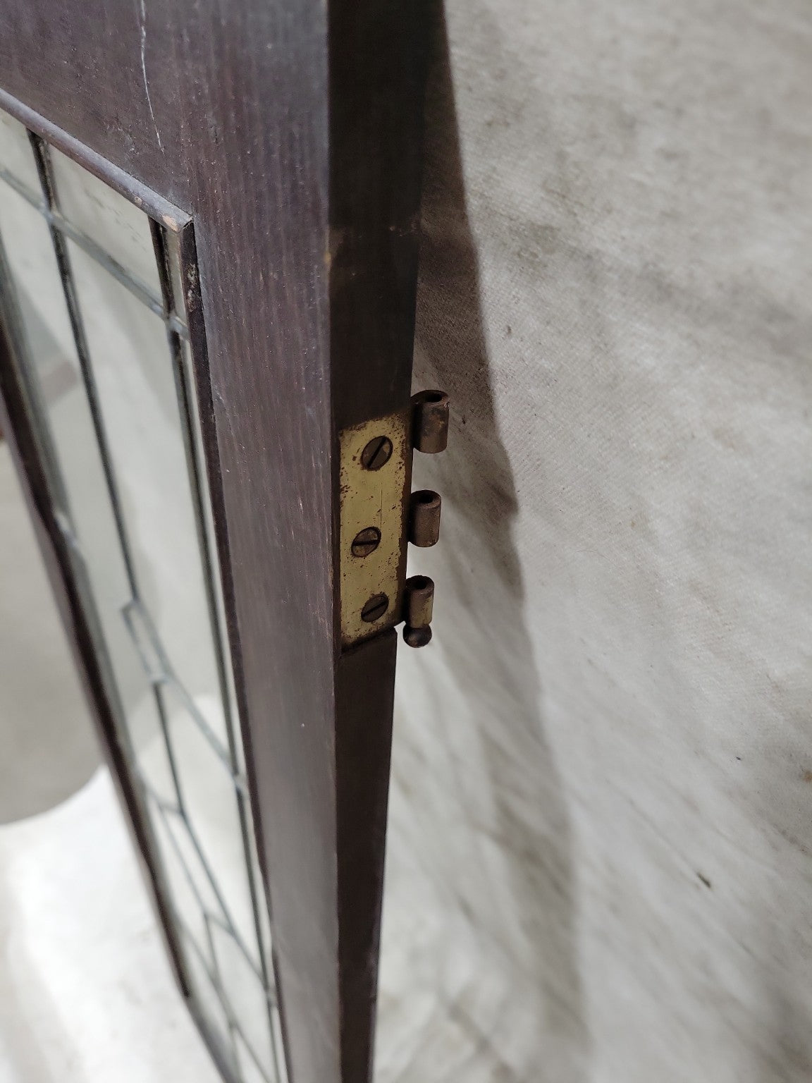 Antique Leaded Glass Cabinet Door Panel – Geometric Diamond Pattern