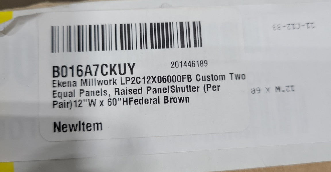 12" x 60" Raised Panel Exterior Shutters – Federal Brown (Pair)