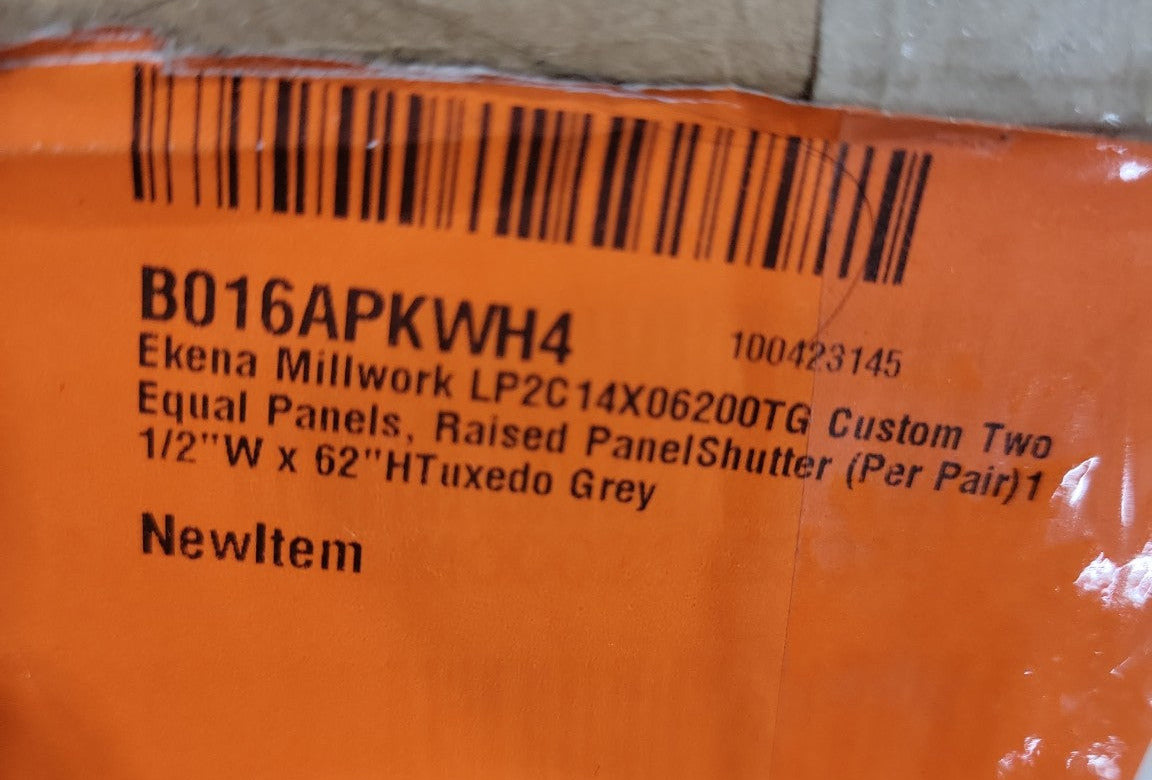 14 ¾" x 62" Raised Panel Exterior Shutters – Tuxedo Gray (Pair)
