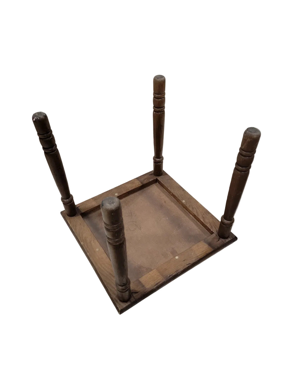 Vintage Square Side Table with Turned Legs