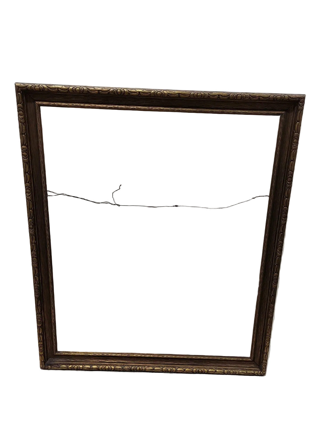 Vintage Ornate Wood Picture Frame – Gold-Toned Floral Carving