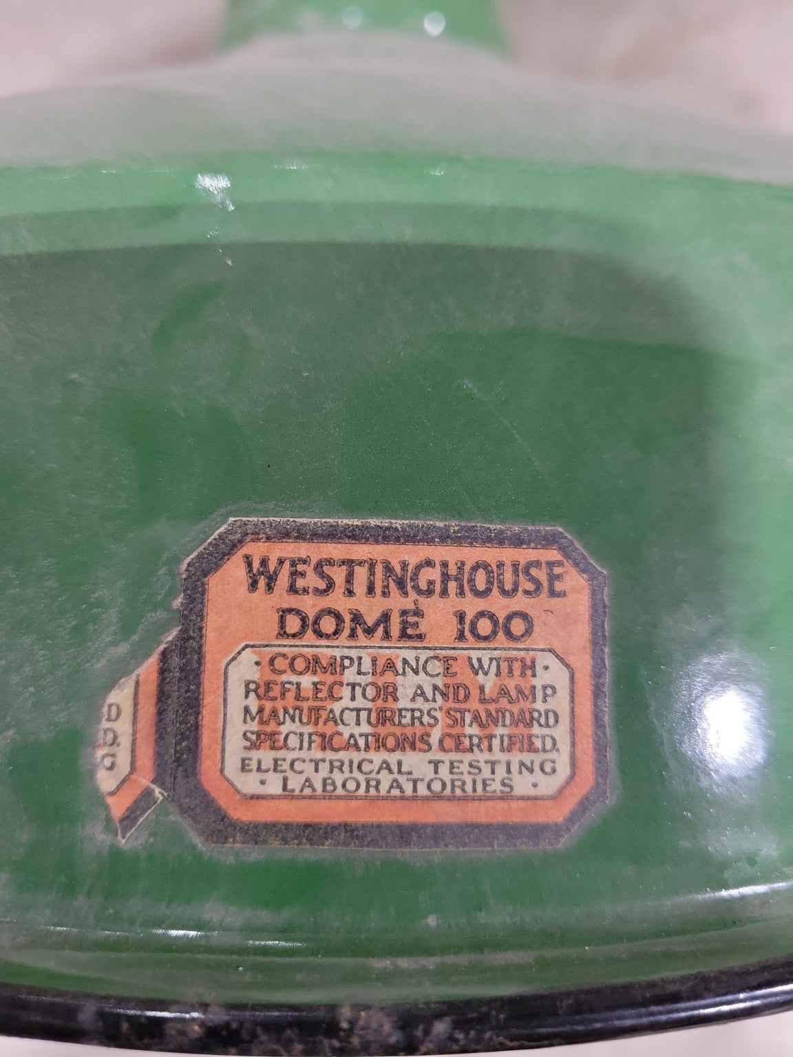 Vintage Westinghouse Dome 100 Green Industrial Enamel Shade