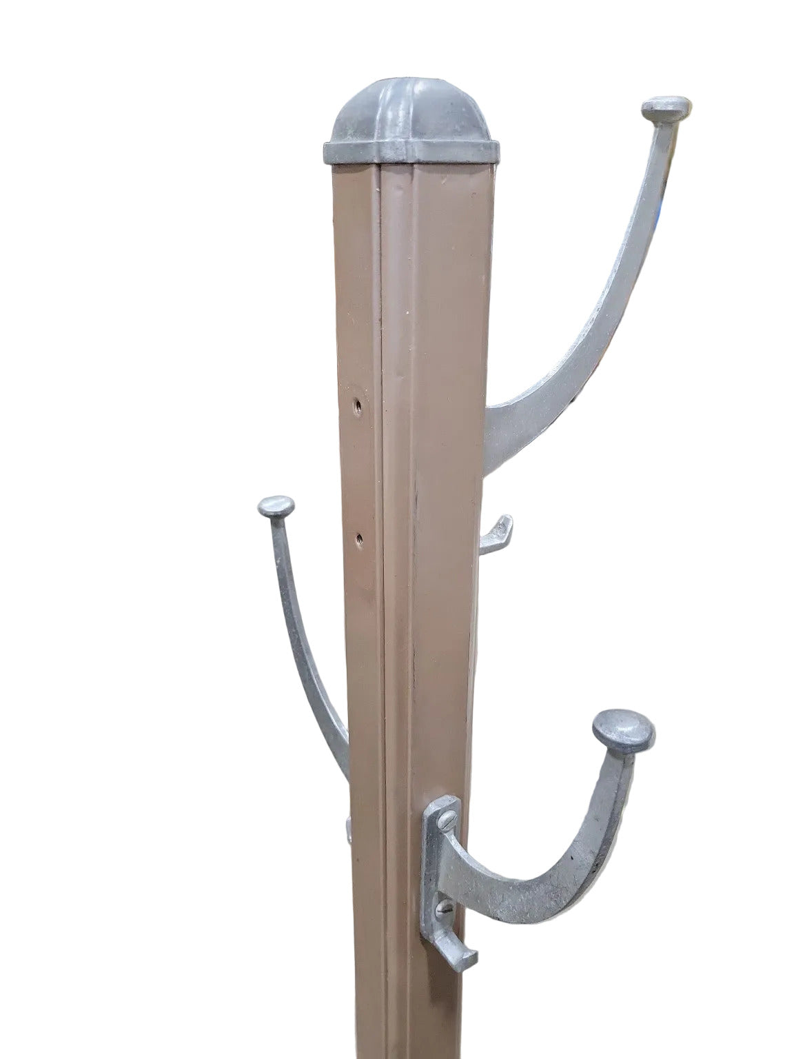 Mid-Century Steel and Cast Aluminum Industrial Coat Rack – 68 ¾" Tall