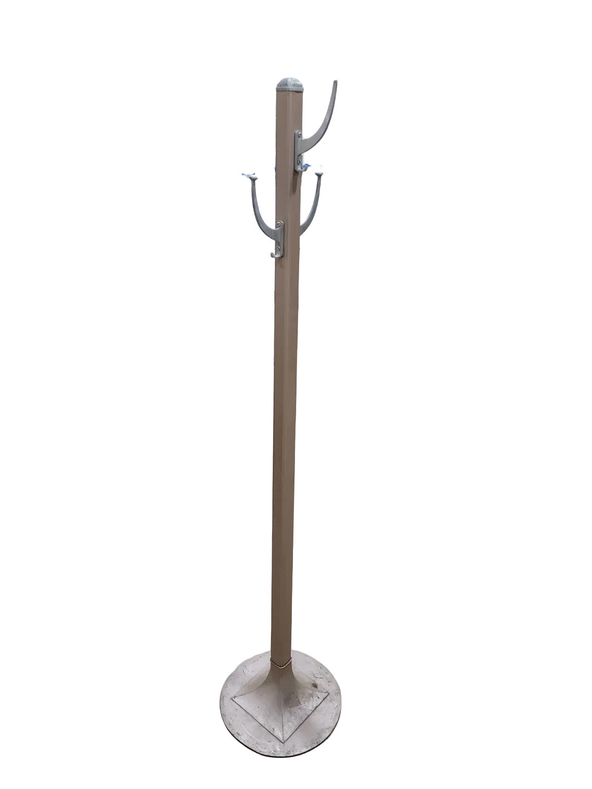 Mid-Century Steel and Cast Aluminum Industrial Coat Rack – 68 ¾" Tall