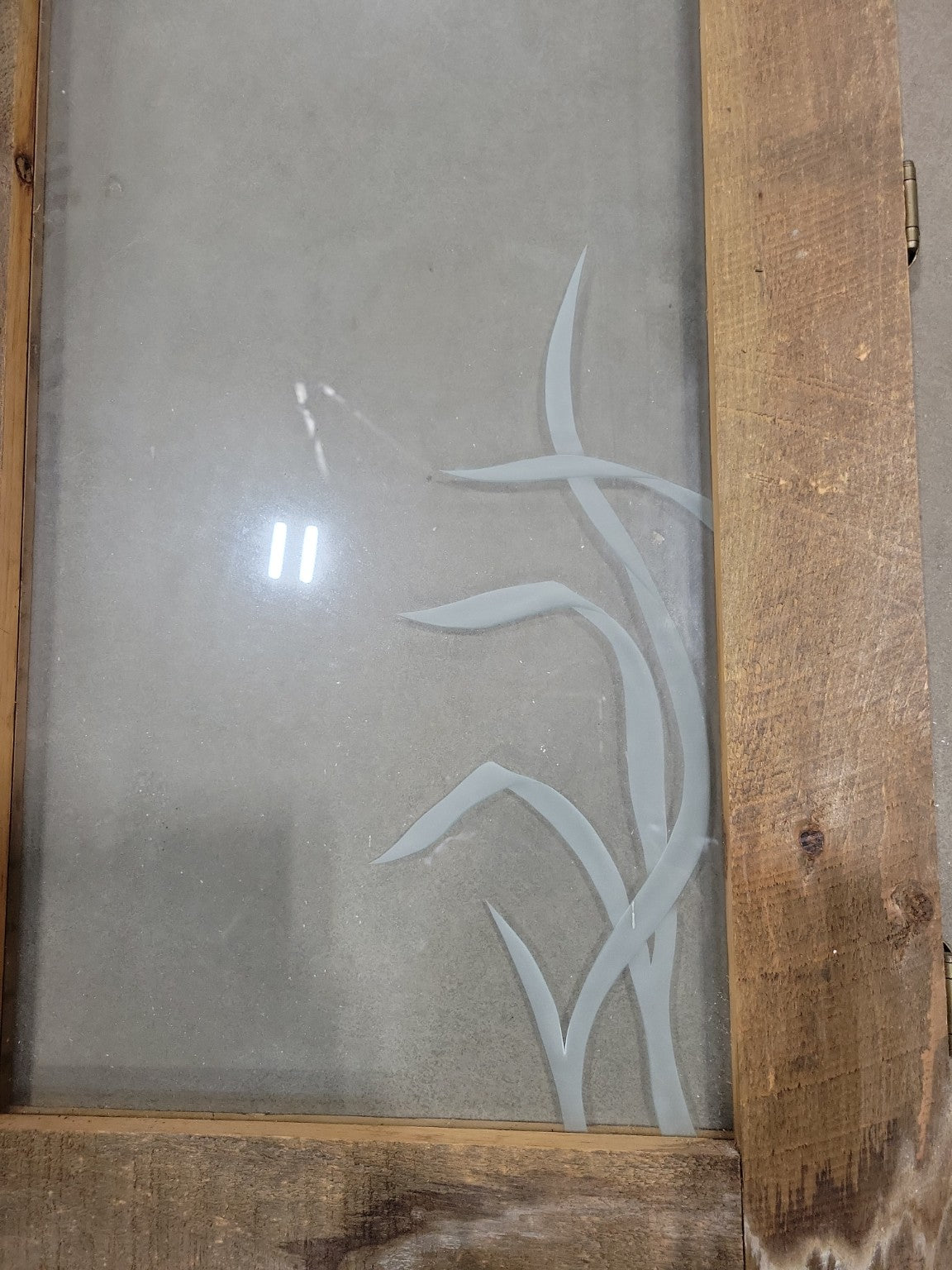 Set of 2 Rustic Cabinet Doors with Frosted Grass Etched Glass – 21" x 39 ⅞" Each
