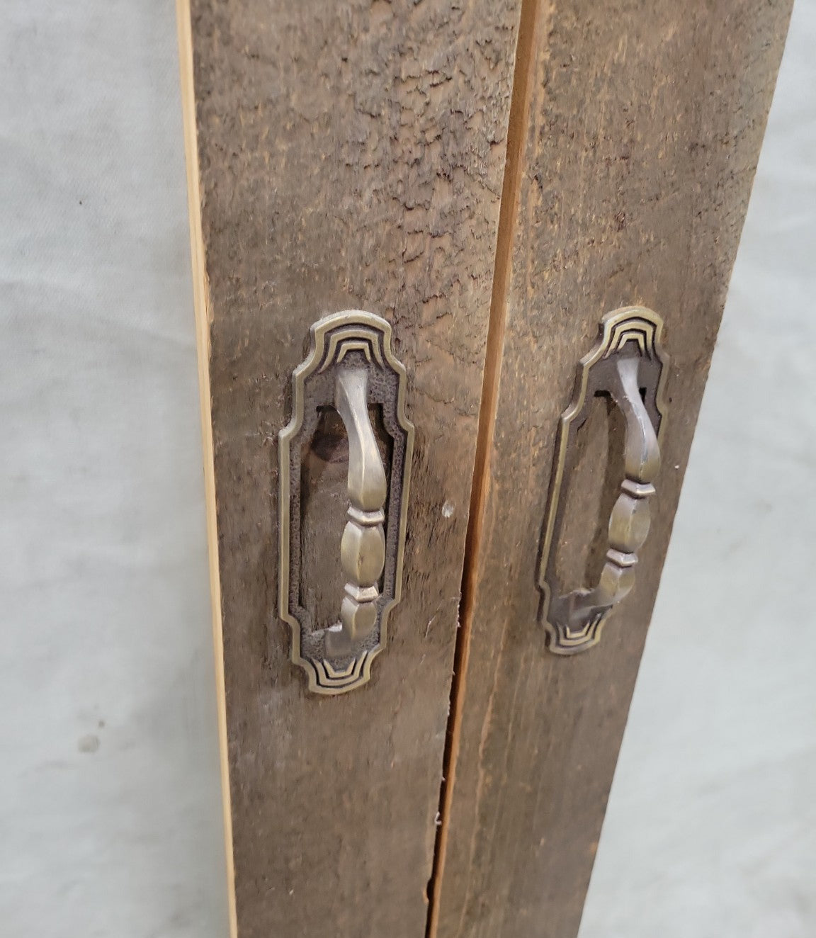 Set of 2 Rustic Cabinet Doors with Frosted Grass Etched Glass – 21" x 39 ⅞" Each