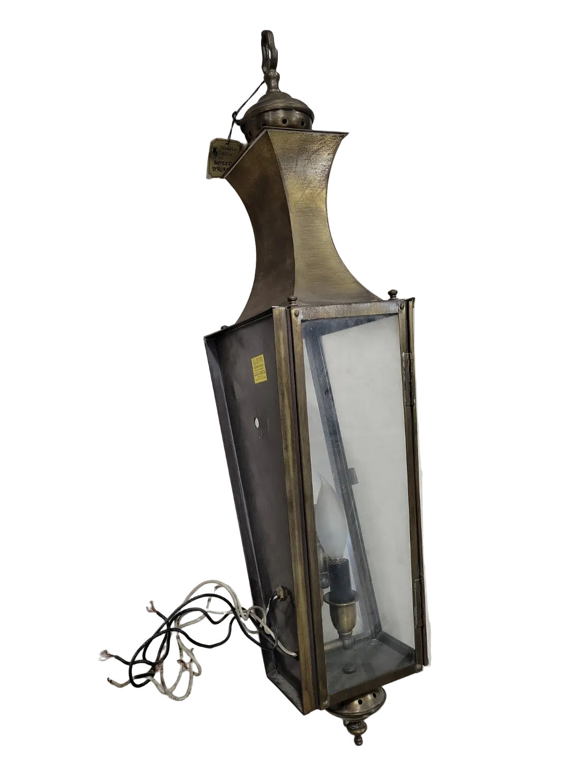 Tall Brass Wall Lantern by Plantation Lighting – Vintage Outdoor Sconce
