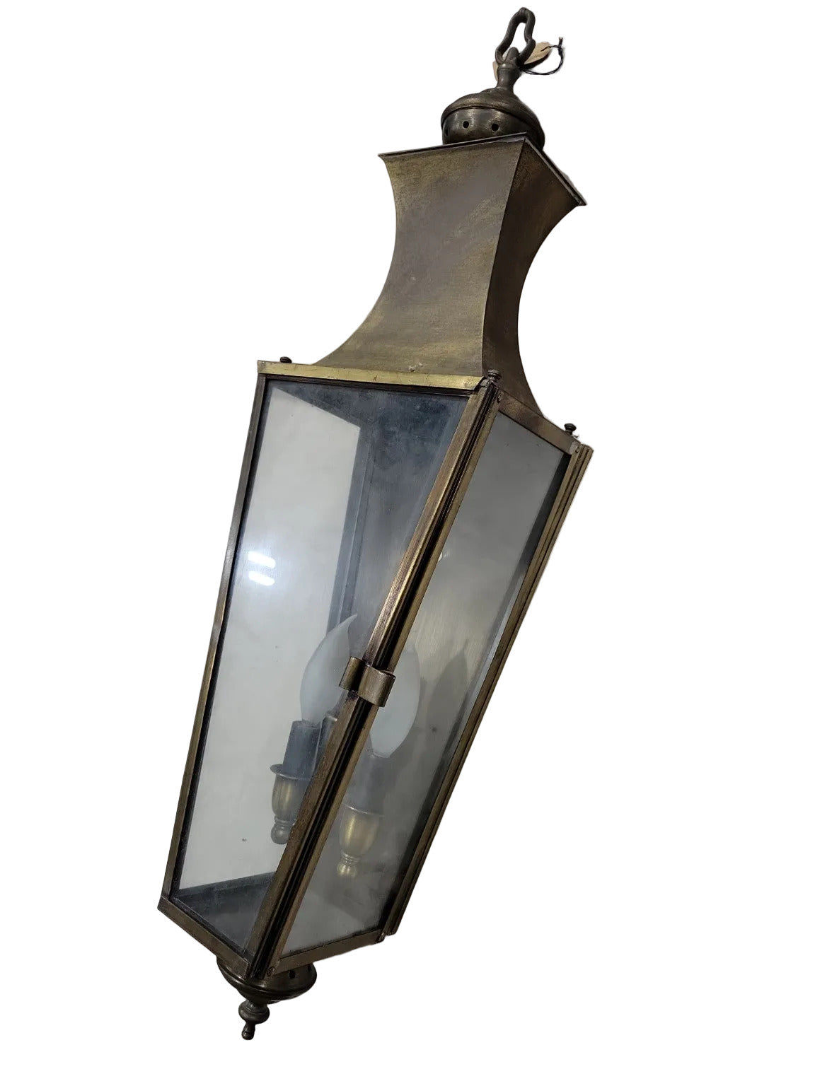 Tall Brass Wall Lantern by Plantation Lighting – Vintage Outdoor Sconce