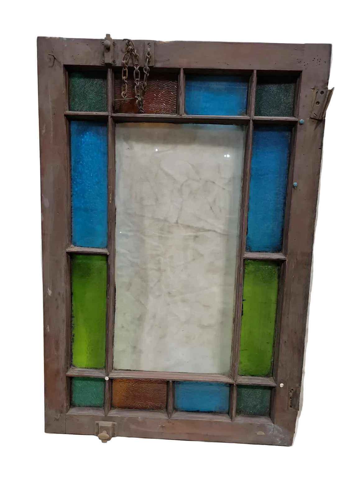 Antique Stained Glass Window with Multicolor Panels