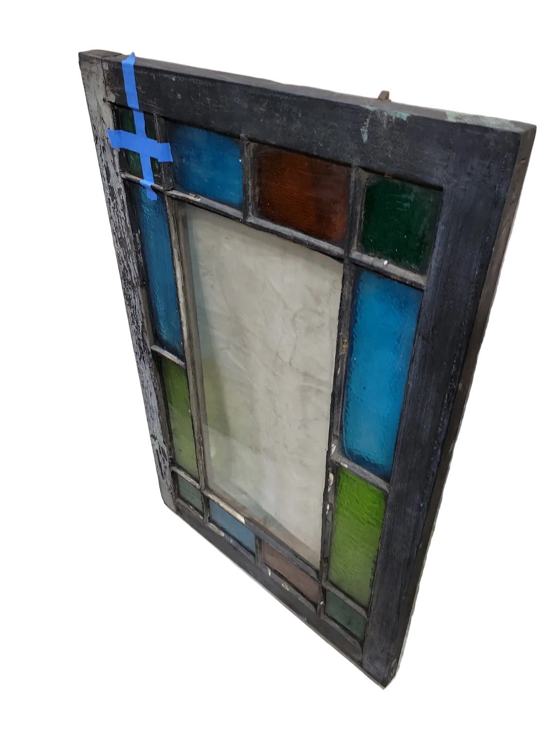Antique Stained Glass Window with Multicolor Panels