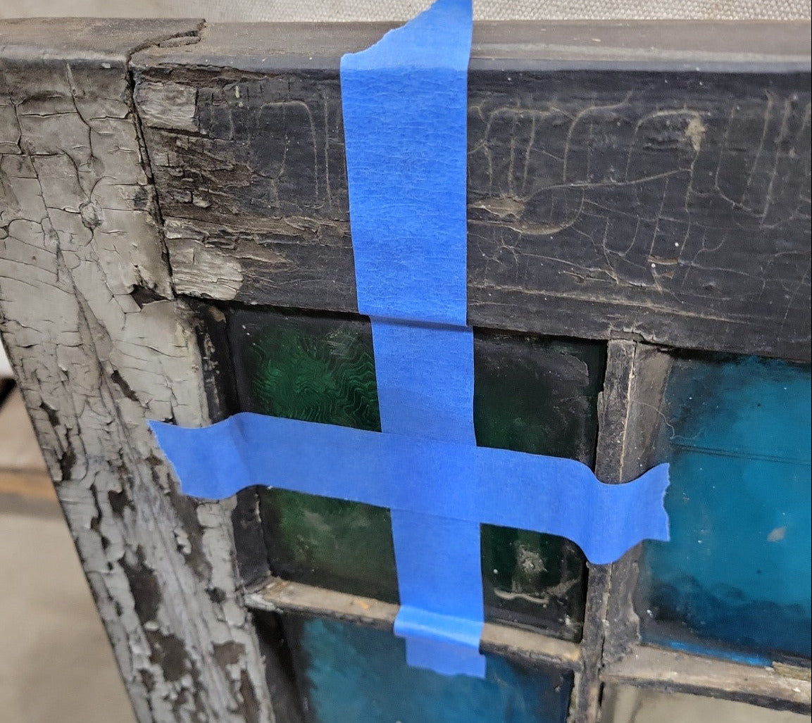 Antique Stained Glass Window with Multicolor Panels