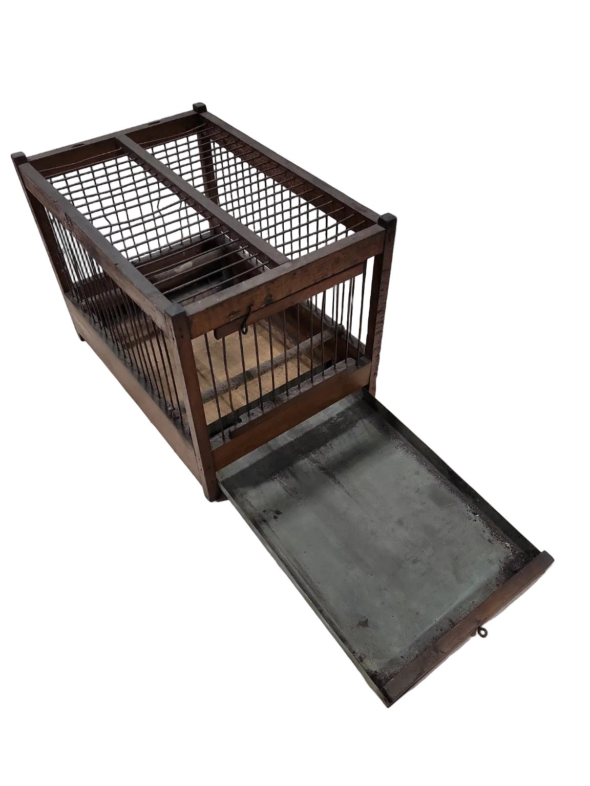 Small Handmade Wooden Bird Cage with Slide-Out Tray