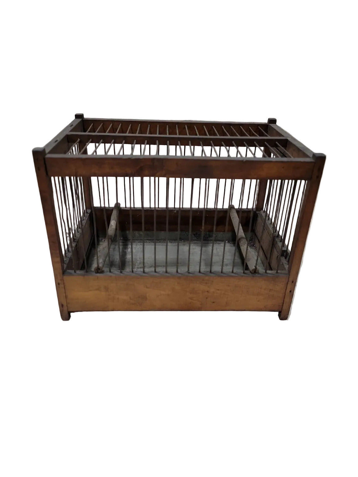 Small Handmade Wooden Bird Cage with Slide-Out Tray