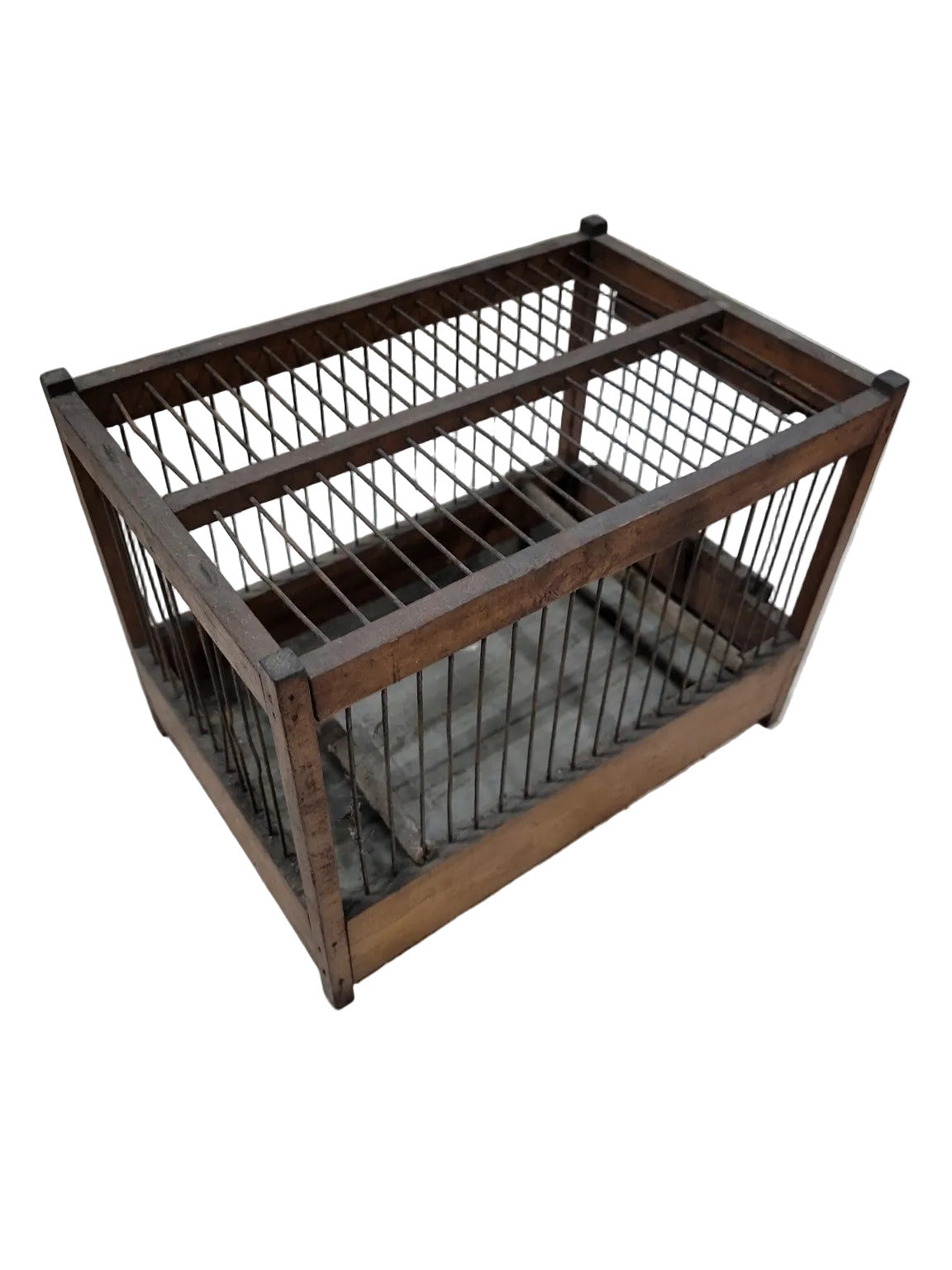 Small Handmade Wooden Bird Cage with Slide-Out Tray