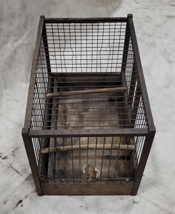 Vintage Wooden Bird Cage with Pull-Out Wood Tray