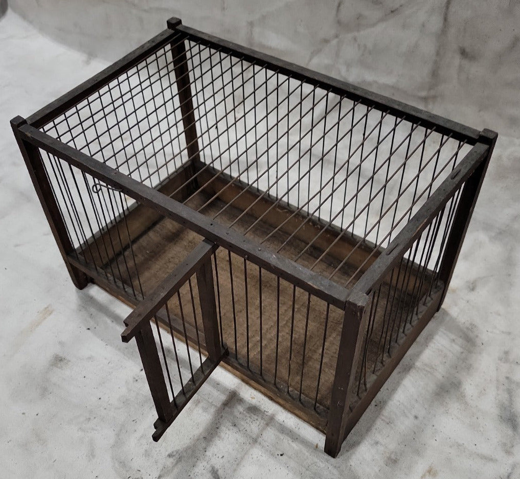 Vintage Wooden Bird Cage with Missing Tray – 12 ¾"